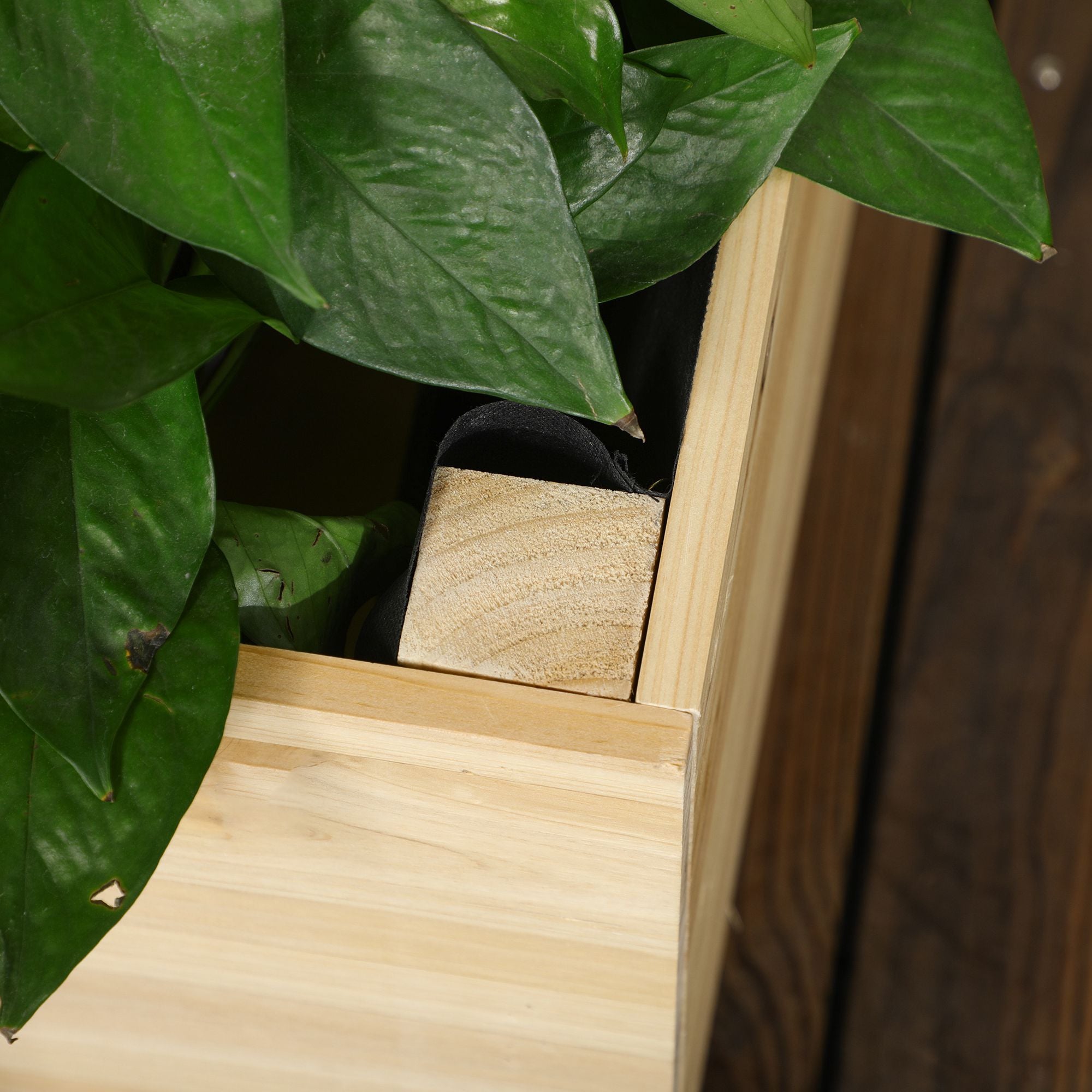 Wooden Planter with Trellis Garden Planter with Lattice Flower Bed with Non-Woven Fabric and 2 Drainage Holes for Growing Vegetables Flowers Outdoors 60x43x147 cm Natural
