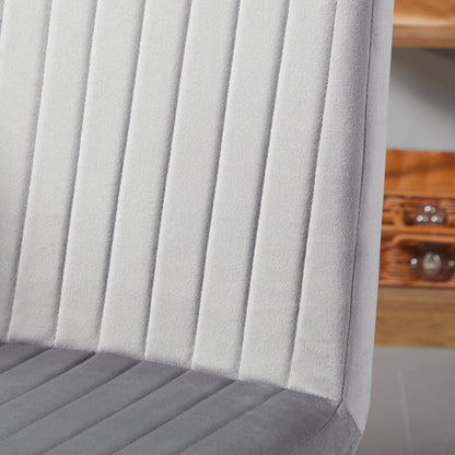 2 pcs Upholstered Velvet Effect Fabric Dining Chairs, Kitchen Chairs with Steel Legs and Space-Saving Design, 43x58x90 cm, Gray and Black