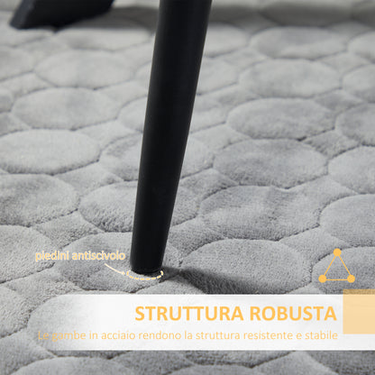 2 pcs Upholstered Velvet Effect Fabric Dining Chairs, Kitchen Chairs with Steel Legs and Space-Saving Design, 43x58x90 cm, Gray and Black