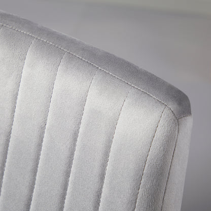 2 pcs Upholstered Velvet Effect Fabric Dining Chairs, Kitchen Chairs with Steel Legs and Space-Saving Design, 43x58x90 cm, Gray and Black