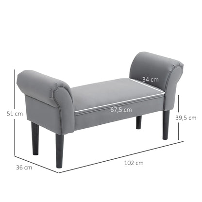 Bed Bench, Upholstered Bench, Seating Bench, Hallway Bench for Bedroom, Up to 130 kg Load Capacity, Sailcloth, Dark Gray, 102 x 36 x 51 cm
