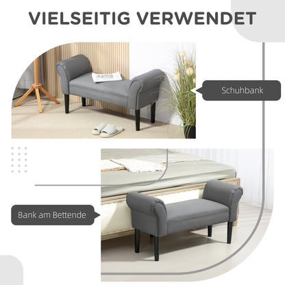 Bed Bench, Upholstered Bench, Seating Bench, Hallway Bench for Bedroom, Up to 130 kg Load Capacity, Sailcloth, Dark Gray, 102 x 36 x 51 cm