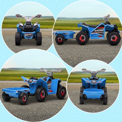 Kids Electric Quad 6V Kids Quad, Children's Vehicle, Electric Car with Trailer for Kids 1.5-3 Years, 2.5 km/h, Metal, 106 x 41.5 x 48.5 cm, Blue