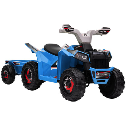 Kids Electric Quad 6V Kids Quad, Children's Vehicle, Electric Car with Trailer for Kids 1.5-3 Years, 2.5 km/h, Metal, 106 x 41.5 x 48.5 cm, Blue