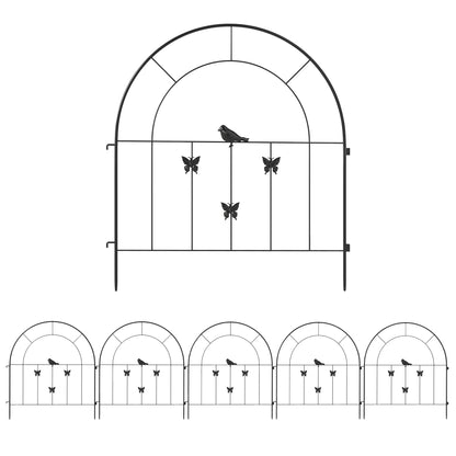Garden Fence Steel 300 cm x 70 cm High Decorative Grid Fence Set Fence Panels Dog Fence Upper Arch Fence for Dogs Landscape Fence for Gardens Flower Beds Animal Barrier Outdoor Black