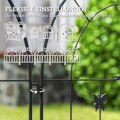 Garden Fence Steel 300 cm x 70 cm High Decorative Grid Fence Set Fence Panels Dog Fence Upper Arch Fence for Dogs Landscape Fence for Gardens Flower Beds Animal Barrier Outdoor Black