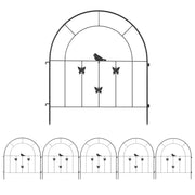 Garden Fence Steel 300 cm x 70 cm High Decorative Grid Fence Set Fence Panels Dog Fence Upper Arch Fence for Dogs Landscape Fence for Gardens Flower Beds Animal Barrier Outdoor Black