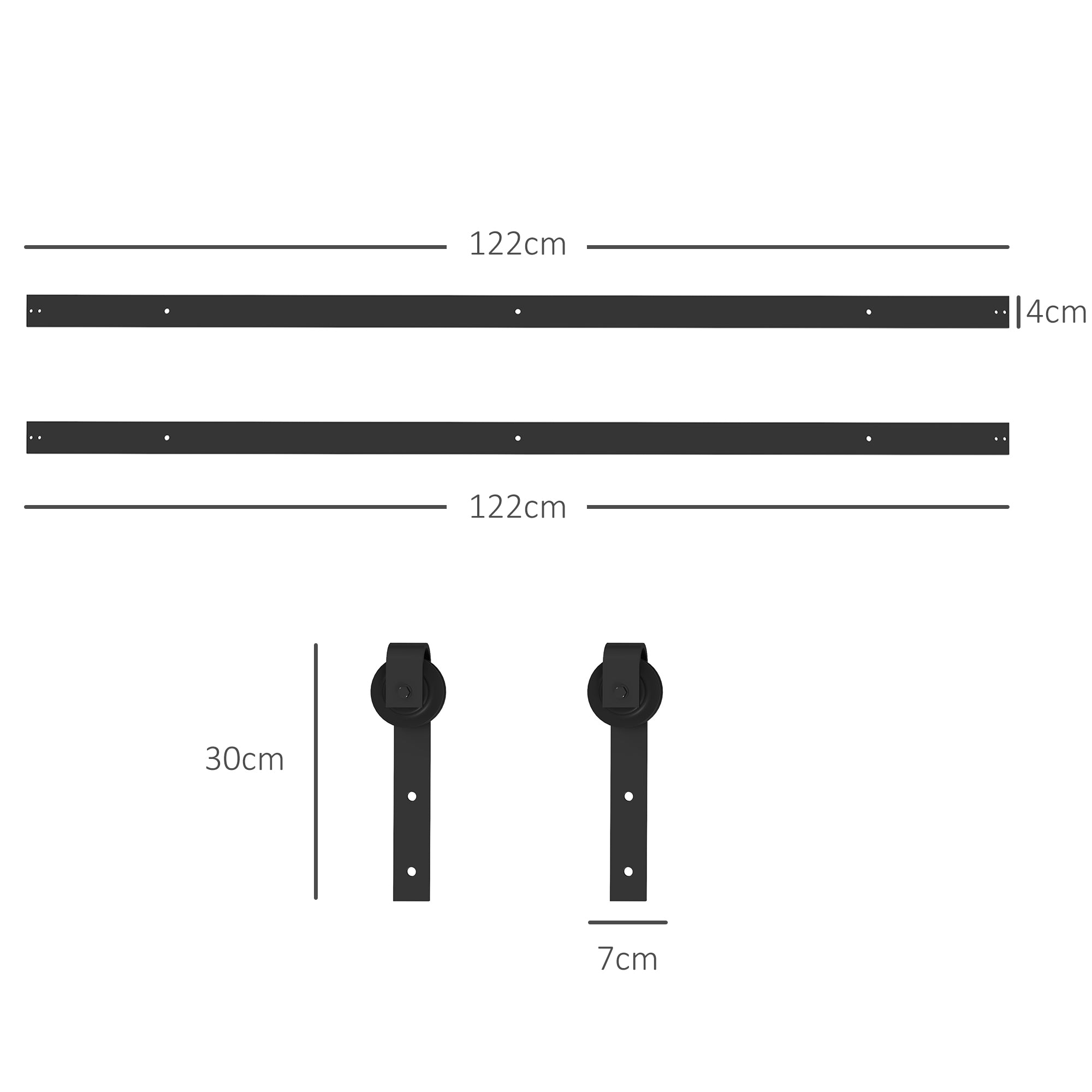 Sliding Door Hardware Kit 244 cm Complete Set with Buffer Function, Rails, Rollers, Anti-Jump Devices, Door Stoppers, Floor Guide, Sliding Door System in Carbon Steel Black