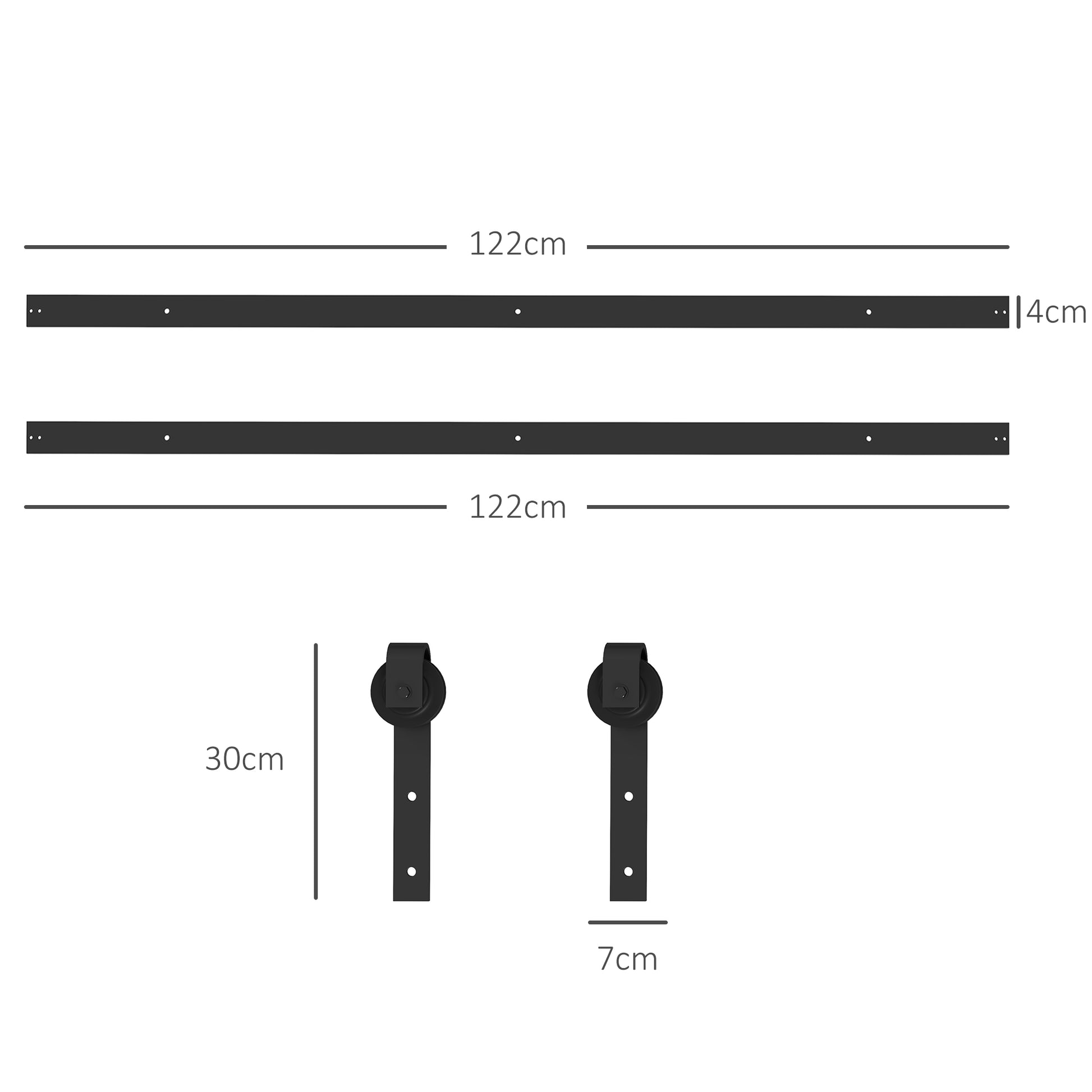 Sliding Door Hardware Kit 244 cm Complete Set with Buffer Function, Rails, Rollers, Anti-Jump Devices, Door Stoppers, Floor Guide, Sliding Door System in Carbon Steel Black