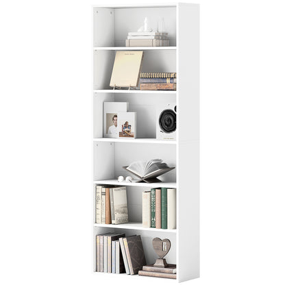 Bookshelf, Shelf Unit with 5 Levels, Storage Shelf with Adjustable Shelf for Living Room, Bedroom, White