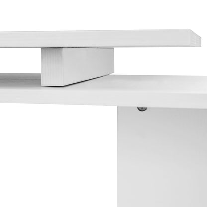 Space-Saving Corner Desk with S-Shaped Shelf, Modern Wooden Desk, 140x120x78 cm, White