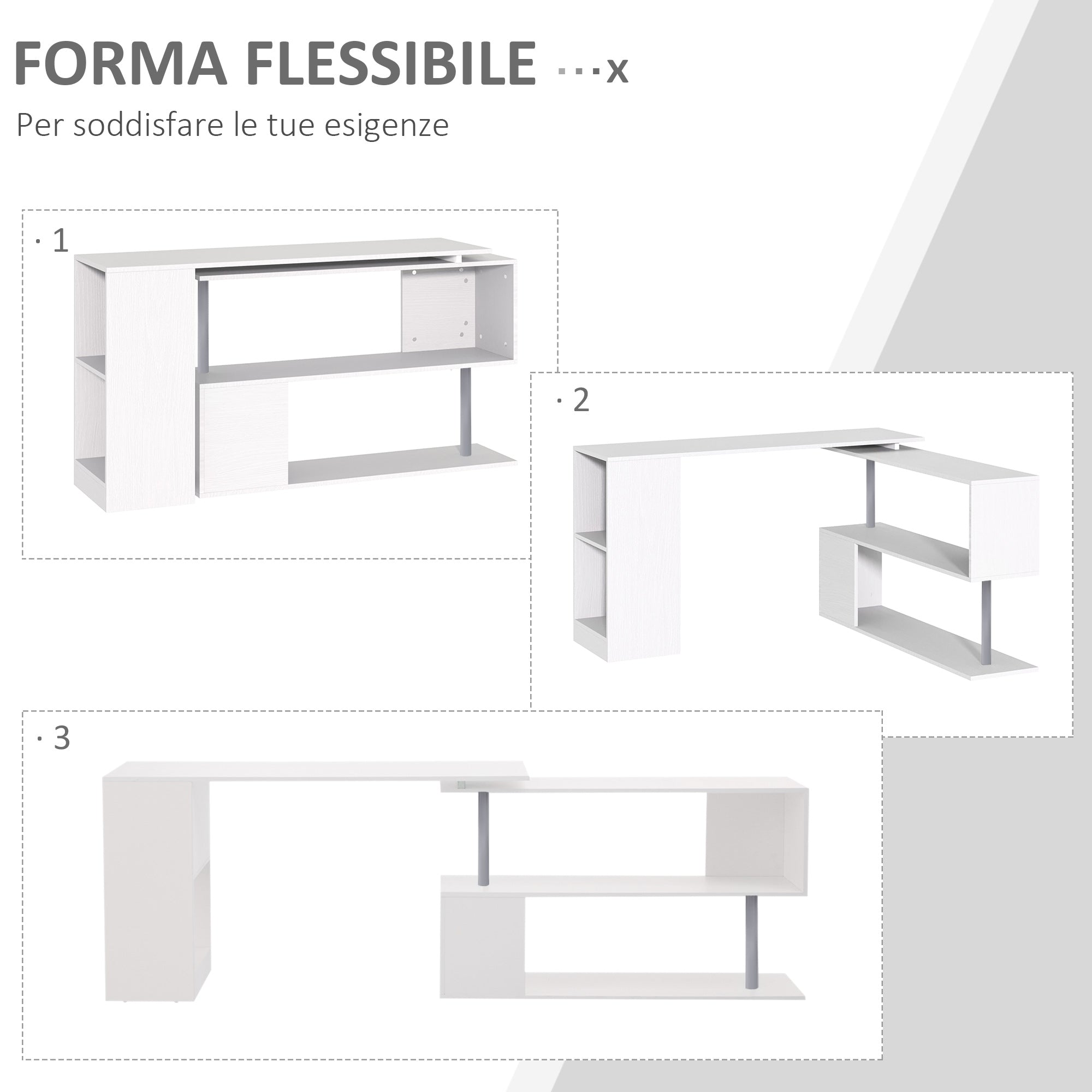 Space-Saving Corner Desk with S-Shaped Shelf, Modern Wooden Desk, 140x120x78 cm, White
