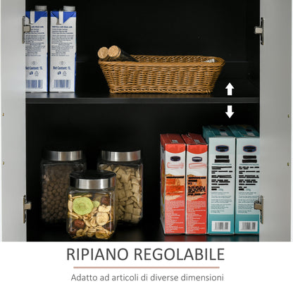 Modern Kitchen Cabinet in MDF with 2 Cabinets, 1 Drawer, and Adjustable Shelves, 90x40x90 cm, Black and White