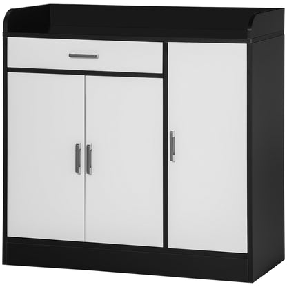 Modern Kitchen Cabinet in MDF with 2 Cabinets, 1 Drawer, and Adjustable Shelves, 90x40x90 cm, Black and White