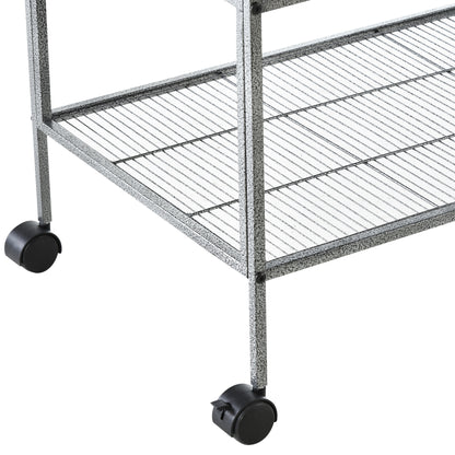 Bird Cage with Wheels Double Birdcage with 2 Trays Multiple Doors 4 Feeders 4 Perches for Parakeets Lovebirds Canaries 95x45.5x102 cm Gray