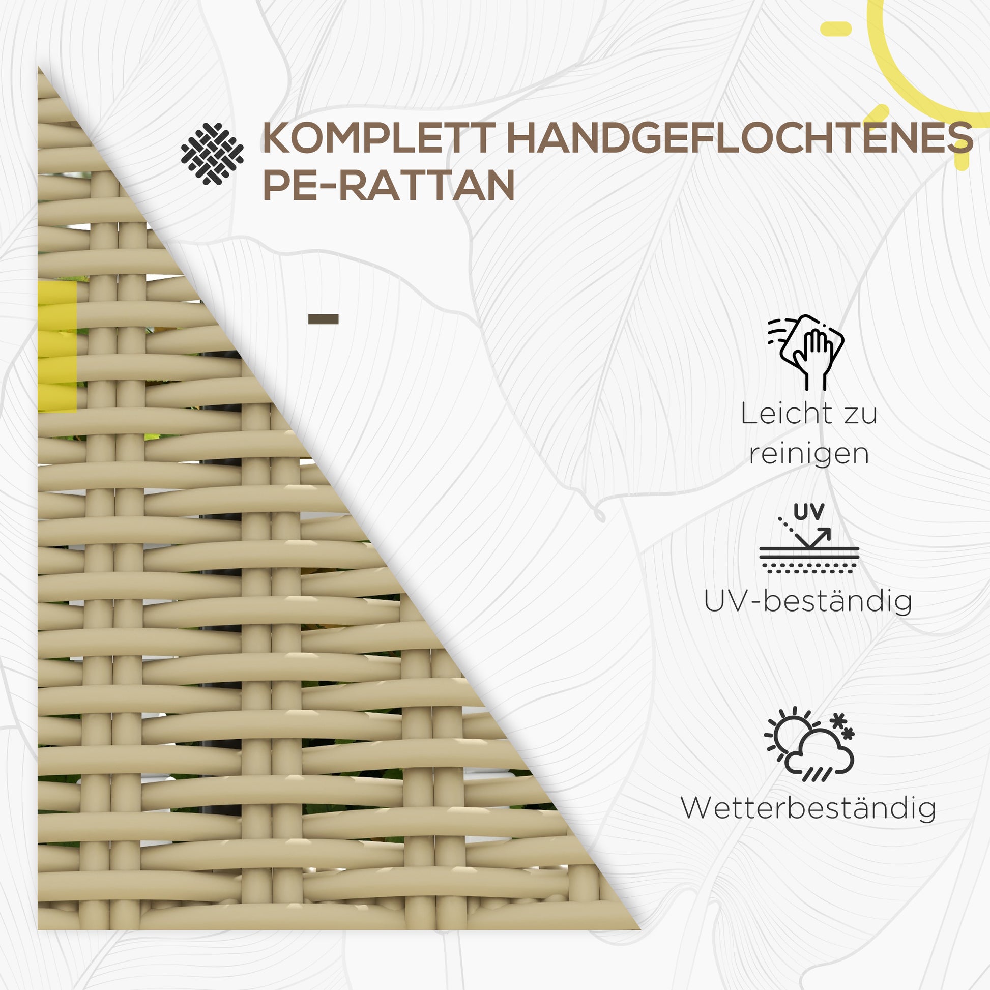 Poly Rattan 2-Seater Garden Bench Rattan Bench without Armrest, Patio Furniture up to 250 kg, for Balcony, Terrace, Metal, Khaki