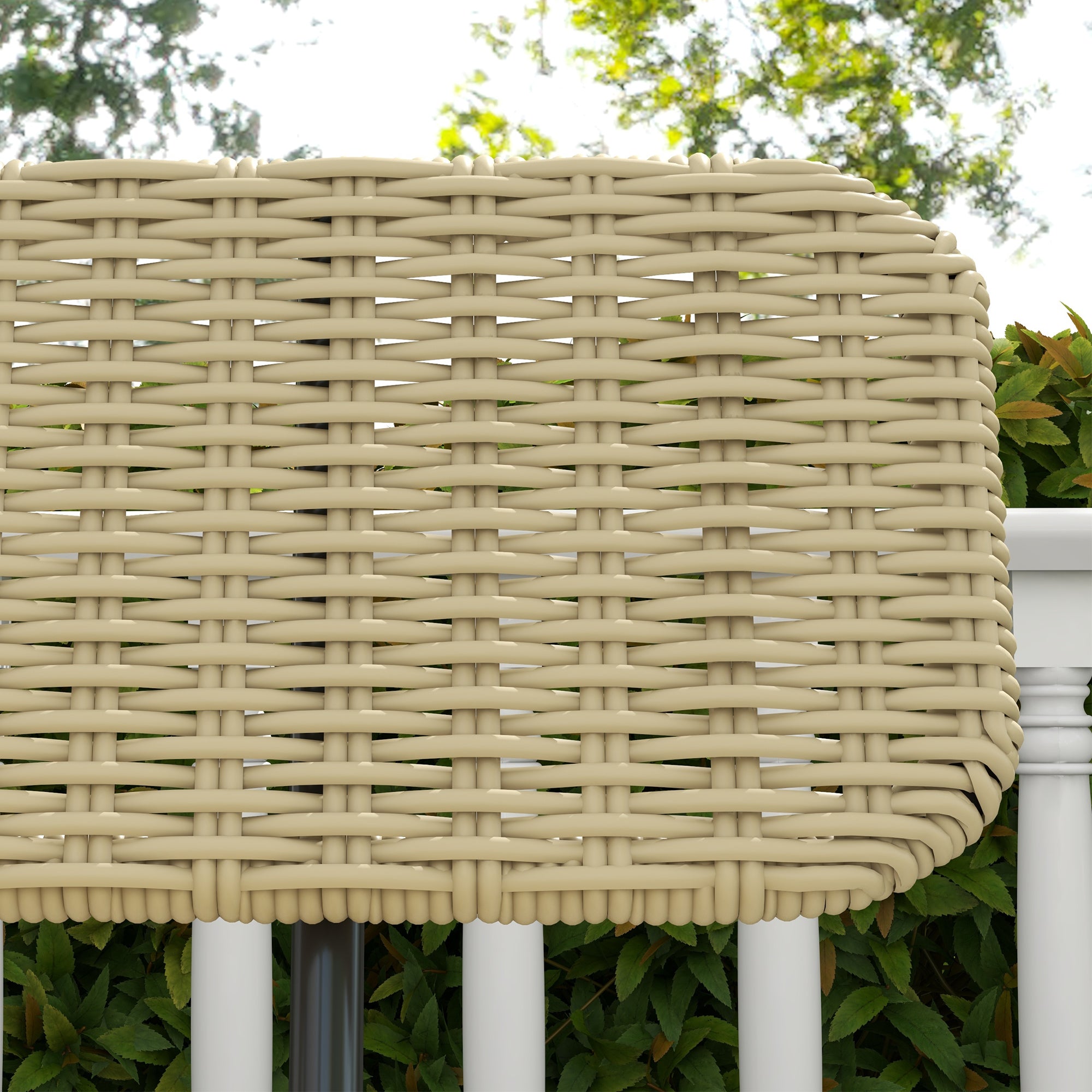 Poly Rattan 2-Seater Garden Bench Rattan Bench without Armrest, Patio Furniture up to 250 kg, for Balcony, Terrace, Metal, Khaki