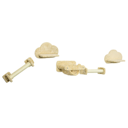 Cat Climbing Wall, 5-Piece Cat Staircase with 2 Scratching Posts, 2 Platforms, Climbing Cat Tree with Plush Cover, Hammock, for Indoor, Beige