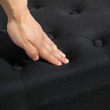 bench with storage trunk bench hallway bedroom living room linen-like polyester rubberwood black 100 x 40 x 44 cm