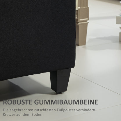 bench with storage trunk bench hallway bedroom living room linen-like polyester rubberwood black 100 x 40 x 44 cm