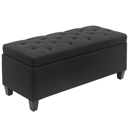 bench with storage trunk bench hallway bedroom living room linen-like polyester rubberwood black 100 x 40 x 44 cm