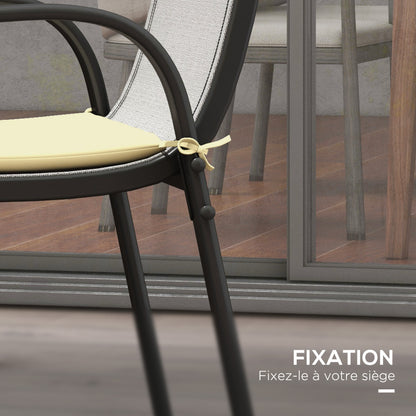 Set of 6 Garden Chair Cushions - Outdoor Chair Cushion Padding 3 cm Polyester Fabric 42L x 42W cm Beige