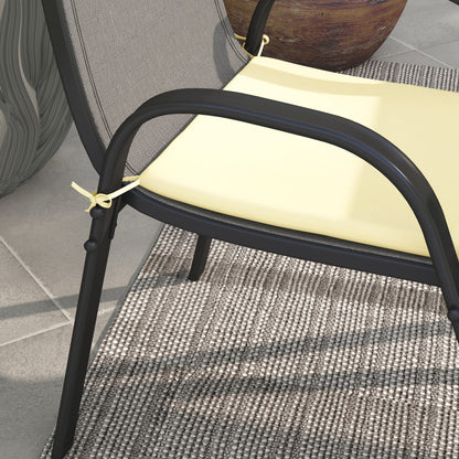 Set of 6 Garden Chair Cushions - Outdoor Chair Cushion Padding 3 cm Polyester Fabric 42L x 42W cm Beige