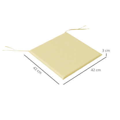 Set of 6 Garden Chair Cushions - Outdoor Chair Cushion Padding 3 cm Polyester Fabric 42L x 42W cm Beige