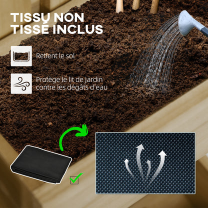 Wall Planter with 5 Removable Solid Wood Trellis Bins, Non-Woven Fabric, 60 x 16 x 100 cm