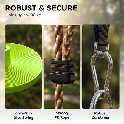 Ninja Line Kids Slackline Set with Swing & Platforms — Outdoor Playset Gear for Ages 3–8, Green