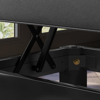 Adjustable Piano Bench Piano Stool with Storage, Supports up to 220 KG, Faux Leather, Black, 105 x 37 x 48-58 cm