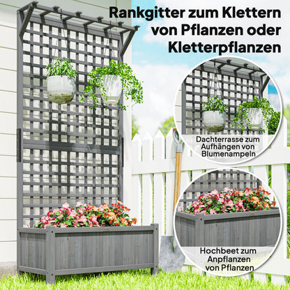 Raised Planter Box with Trellis, Wooden Planter for Climbing Plants, 90 x 45 x 183 cm (35.4" x 17.7" x 72") — Garden, Balcony, Terrace