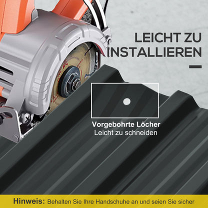 12 Pieces Trapezoidal Sheet 129x45cm 7m² Galvanized Roof Sheet 0.25 mm Weatherproof Profile Sheet Galvanized Steel Roof Panels Steel Sheet Corrugated Panels for Roof Tool Shed Carport Dark Grey