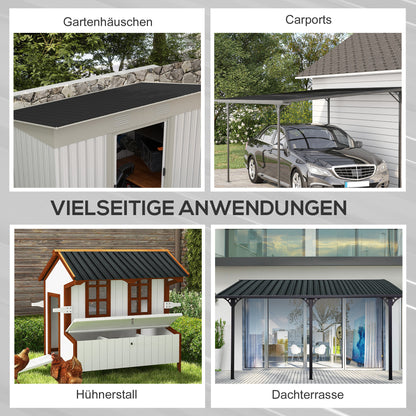 12 Pieces Trapezoidal Sheet 129x45cm 7m² Galvanized Roof Sheet 0.25 mm Weatherproof Profile Sheet Galvanized Steel Roof Panels Steel Sheet Corrugated Panels for Roof Tool Shed Carport Dark Grey