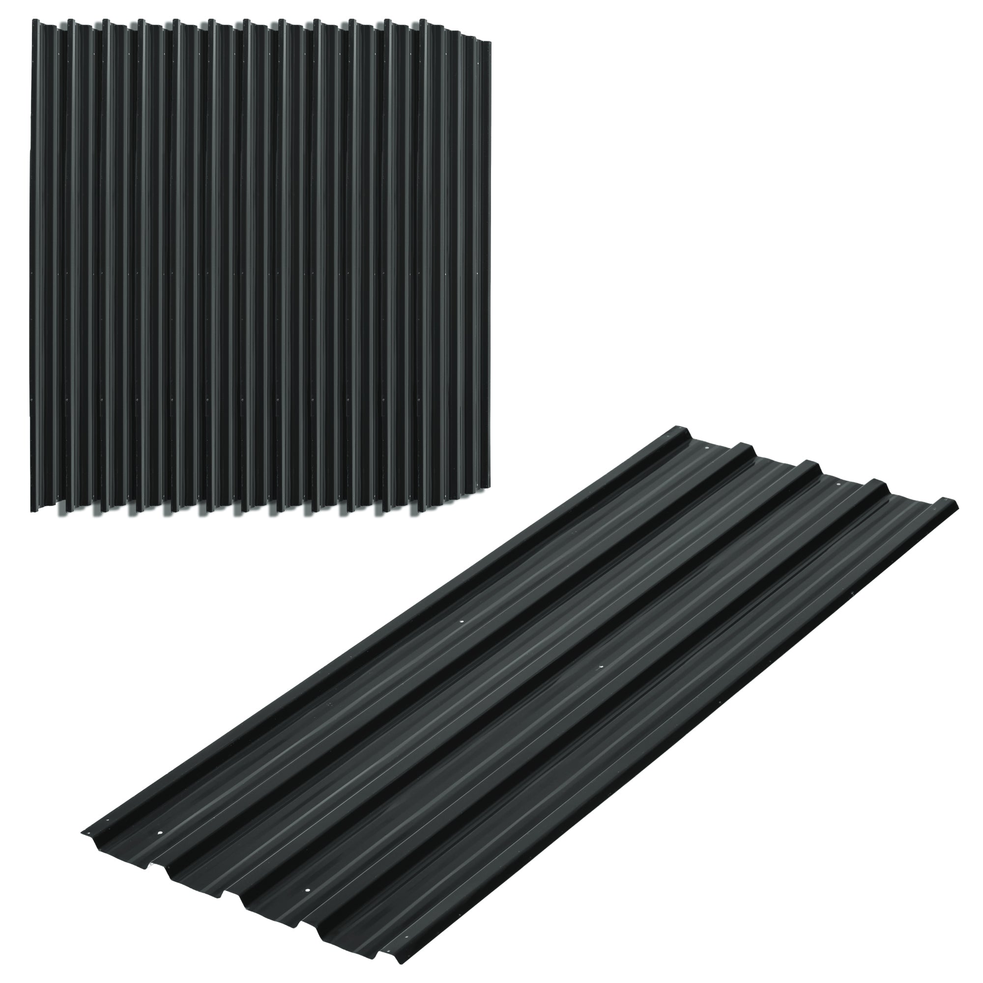 12 Pieces Trapezoidal Sheet 129x45cm 7m² Galvanized Roof Sheet 0.25 mm Weatherproof Profile Sheet Galvanized Steel Roof Panels Steel Sheet Corrugated Panels for Roof Tool Shed Carport Dark Grey