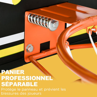 SPORTNOW Wall Mounted Basketball Hoop, Outdoor Basketball Hoop, Unbreakable Backboard, Tear-Resistant Net, Steel Structure, Mounting Accessories Included, for Indoor and Outdoor, Black