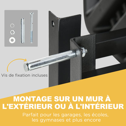 SPORTNOW Wall Mounted Basketball Hoop, Outdoor Basketball Hoop, Unbreakable Backboard, Tear-Resistant Net, Steel Structure, Mounting Accessories Included, for Indoor and Outdoor, Black