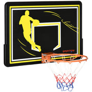 SPORTNOW Wall Mounted Basketball Hoop, Outdoor Basketball Hoop, Unbreakable Backboard, Tear-Resistant Net, Steel Structure, Mounting Accessories Included, for Indoor and Outdoor, Black