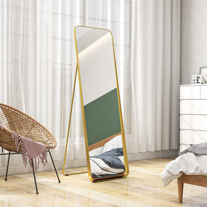 Full Body Mirror 160 x 50 cm Tapered Standing Mirror with Metal Frame and Shatterproof Glass, Floor Mirror for Standing, Leaning, Mirror for Living Room, Bedroom, Hallway, Gold