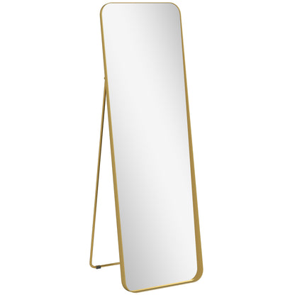 Full Body Mirror 160 x 50 cm Tapered Standing Mirror with Metal Frame and Shatterproof Glass, Floor Mirror for Standing, Leaning, Mirror for Living Room, Bedroom, Hallway, Gold
