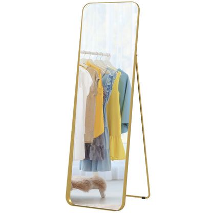Full Body Mirror 160 x 50 cm Tapered Standing Mirror with Metal Frame and Shatterproof Glass, Floor Mirror for Standing, Leaning, Mirror for Living Room, Bedroom, Hallway, Gold