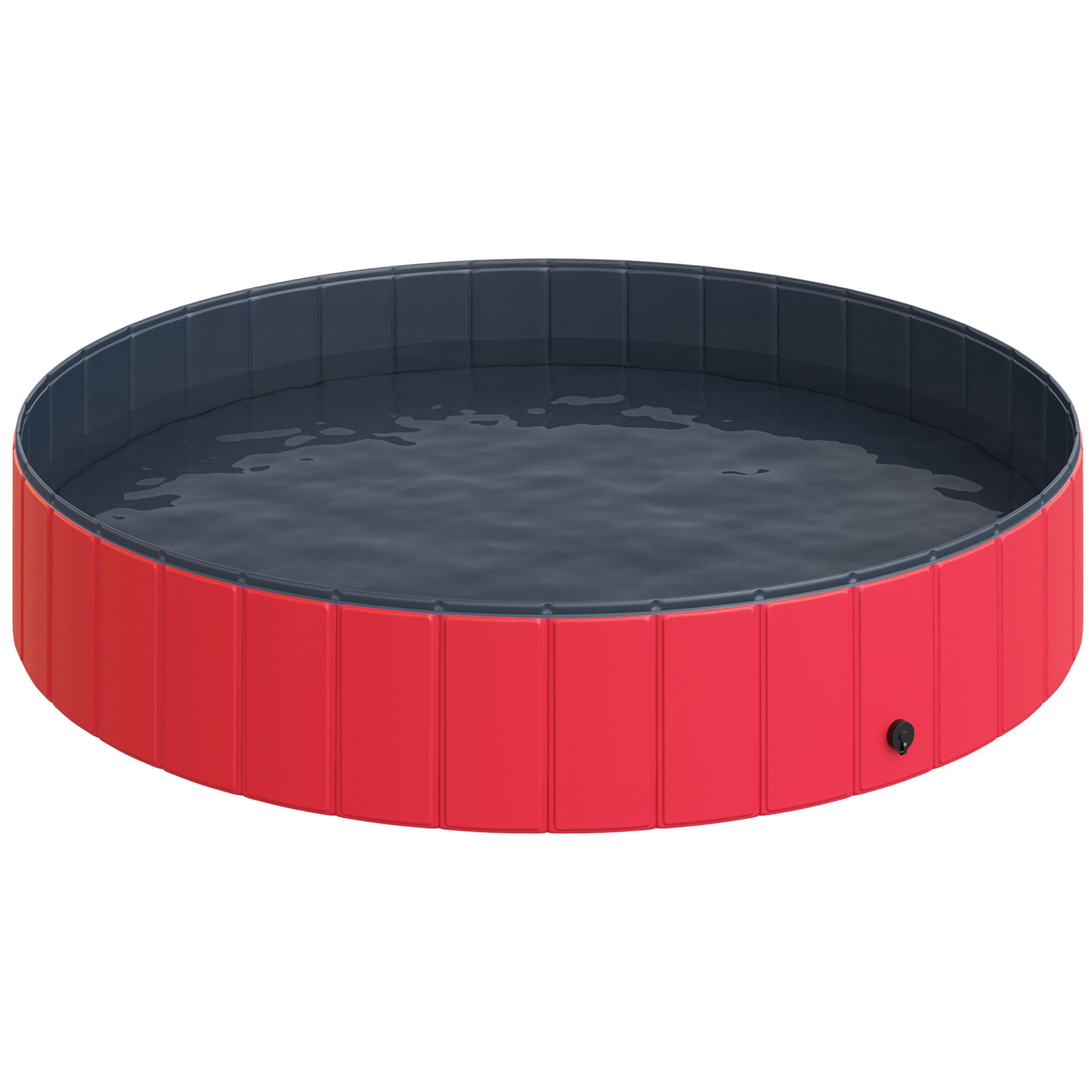Foldable Pool for Dogs Cats Ø160x30cm Portable Pet Bathtub PVC Non-Slip Multiple Uses for Indoors and Outdoors Red