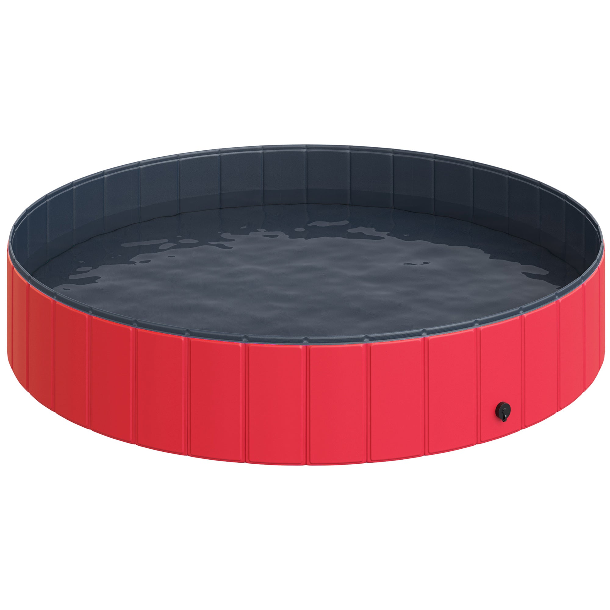 Foldable Pool for Dogs Cats Ø160x30cm Portable Pet Bathtub PVC Non-Slip Multiple Uses for Indoors and Outdoors Red