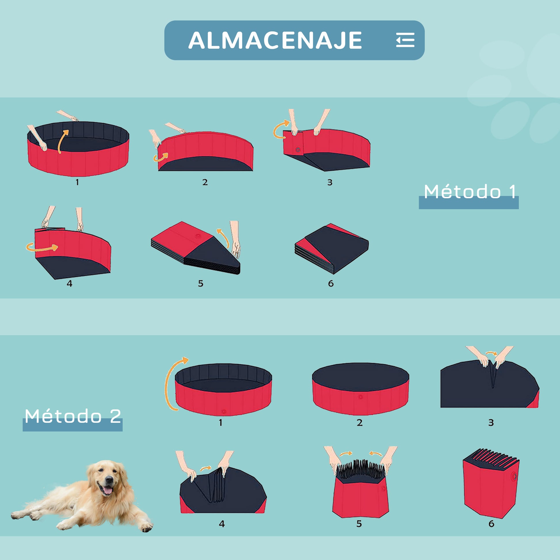 Foldable Pool for Dogs Cats Ø160x30cm Portable Pet Bathtub PVC Non-Slip Multiple Uses for Indoors and Outdoors Red