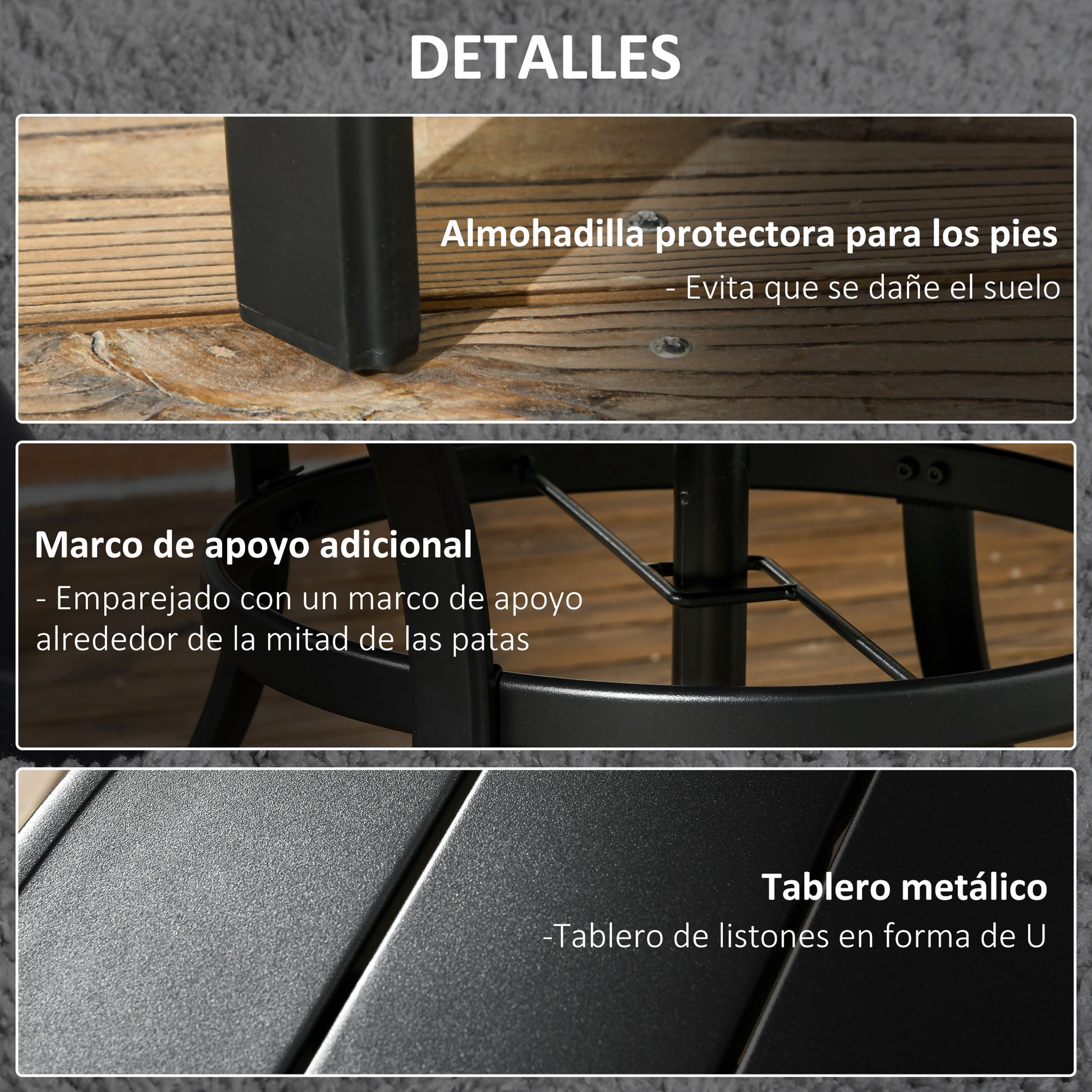 Round Steel Garden Table Ø115x72 cm Outdoor Terrace Table with Slat Board Umbrella Hole Stable Weather Resistant Easy to Assemble Black