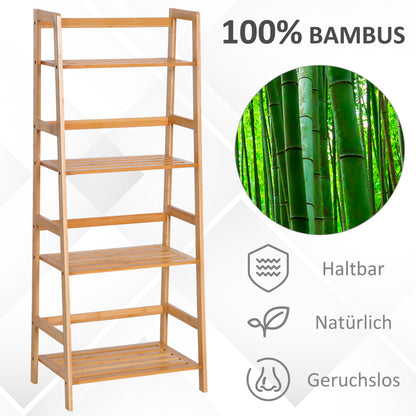 Bookshelf Display Shelf with 4 Tiers Bamboo Storage Shelving Unit for Living Room, Bedroom, Office, Natural