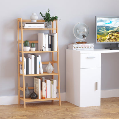 Bookshelf Display Shelf with 4 Tiers Bamboo Storage Shelving Unit for Living Room, Bedroom, Office, Natural