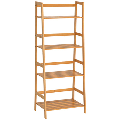 Bookshelf Display Shelf with 4 Tiers Bamboo Storage Shelving Unit for Living Room, Bedroom, Office, Natural