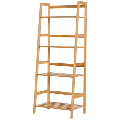Bookshelf Display Shelf with 4 Tiers Bamboo Storage Shelving Unit for Living Room, Bedroom, Office, Natural