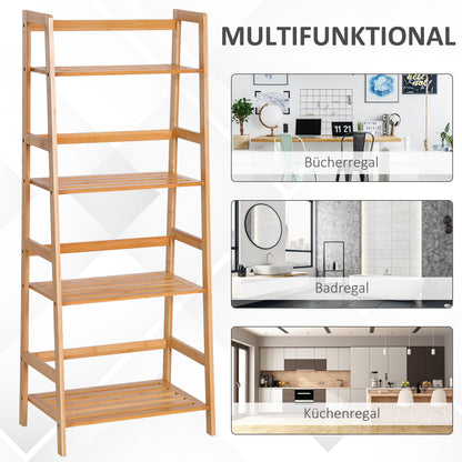 Bookshelf Display Shelf with 4 Tiers Bamboo Storage Shelving Unit for Living Room, Bedroom, Office, Natural
